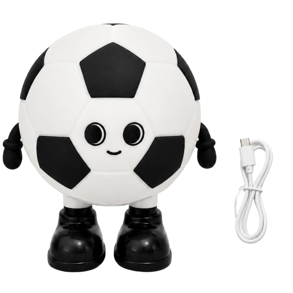 LED silikona naktslampiņa futbola bumbas formā ar USB-C uzlādes kabeli