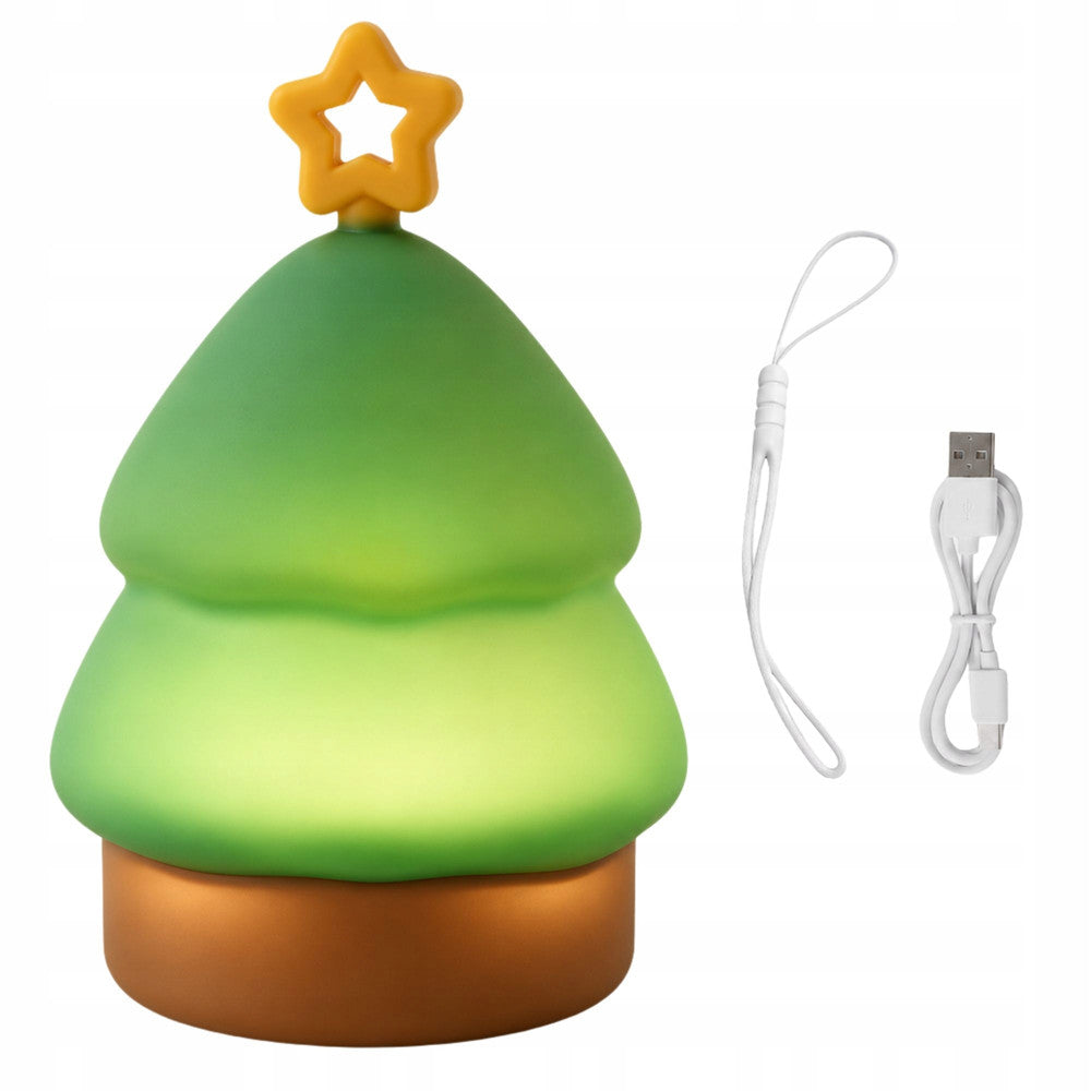 LED Ziemassvētku eglīte no silikona ar USB kabeli un piekarināšanas aukliņu