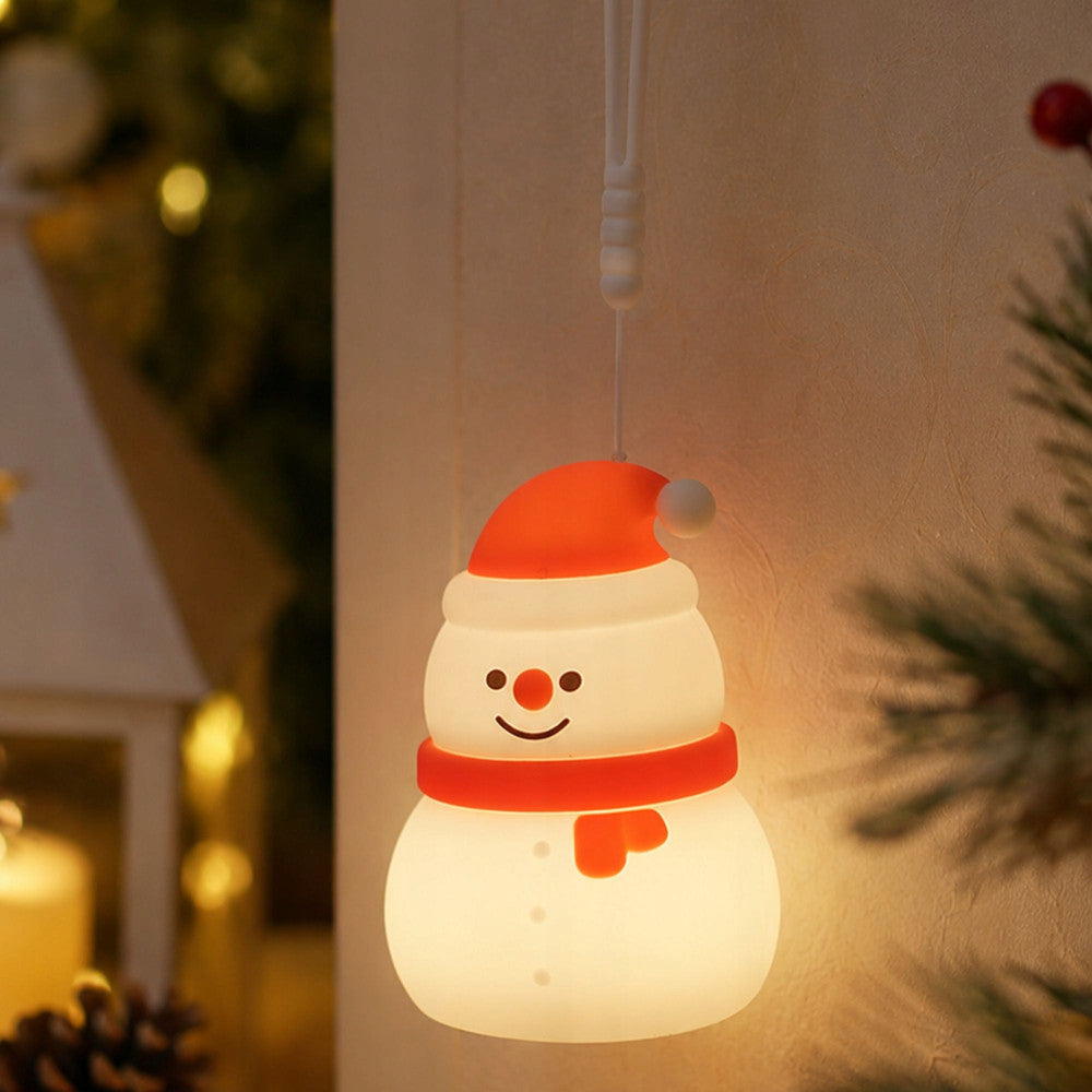 LED Ziemassvētku sniegavīra lampiņa no silikona ar siltu gaismu, piekarama dekorācija