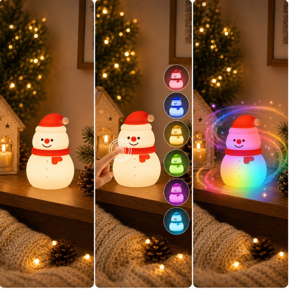 LED Ziemassvētku sniegavīra lampiņa ar skārienvadību un maināmām gaismas krāsām