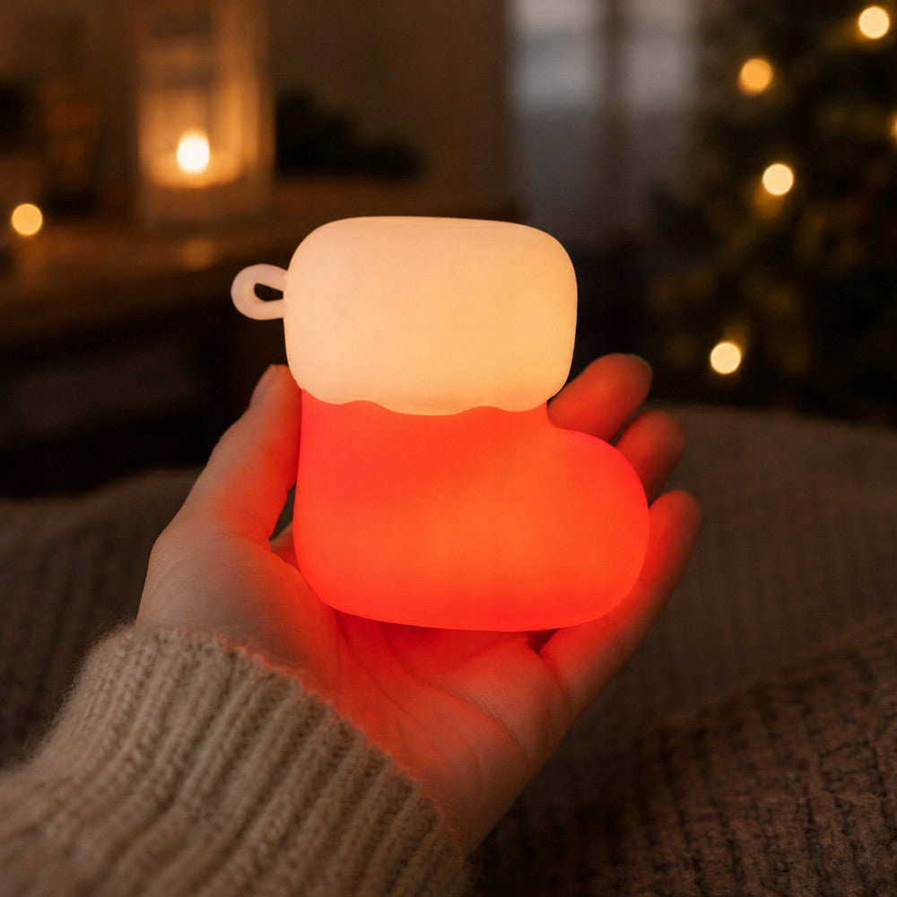 LED Ziemassvētku zeķes lampiņa ar siltu gaismu, kompakts izmērs