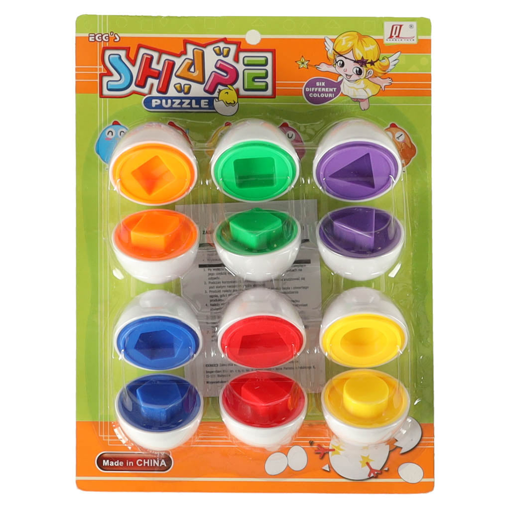 Mācību olu komplekts “Shape Puzzle” blistera iepakojumā ar 6 krāsainām formu olām