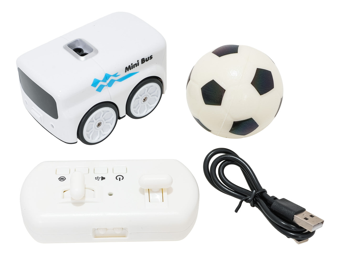 “Magic Mini Bus” tālvadības autobuss ar bumbu, pulti un USB uzlādes kabeli