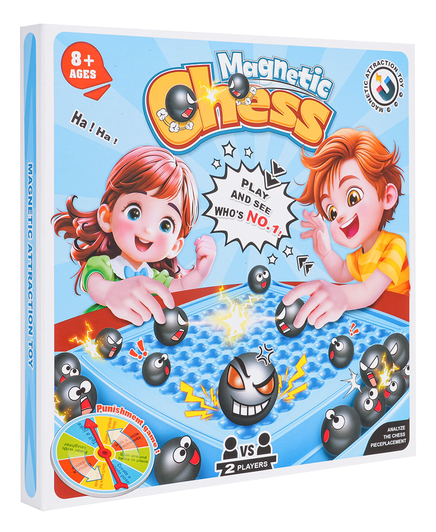 Magnētiskā galda spēle “Magnetic Chess” bērniem no 8 gadu vecuma, iepakojumā ar ilustrācijām un spēles laukumu