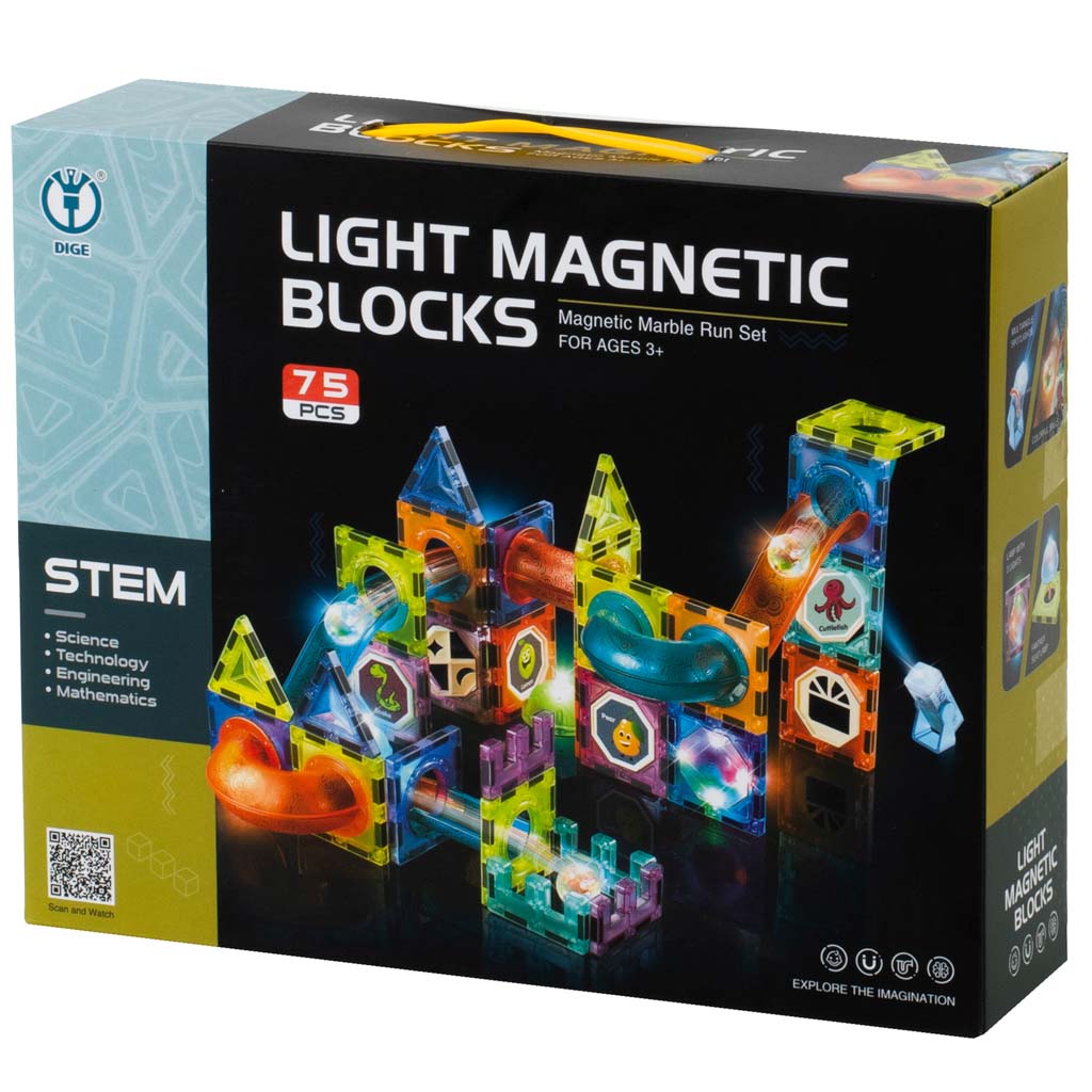 Magnētiskā lodīšu trase Light Magnetic Blocks 75 elementi oriģinālajā iepakojumā