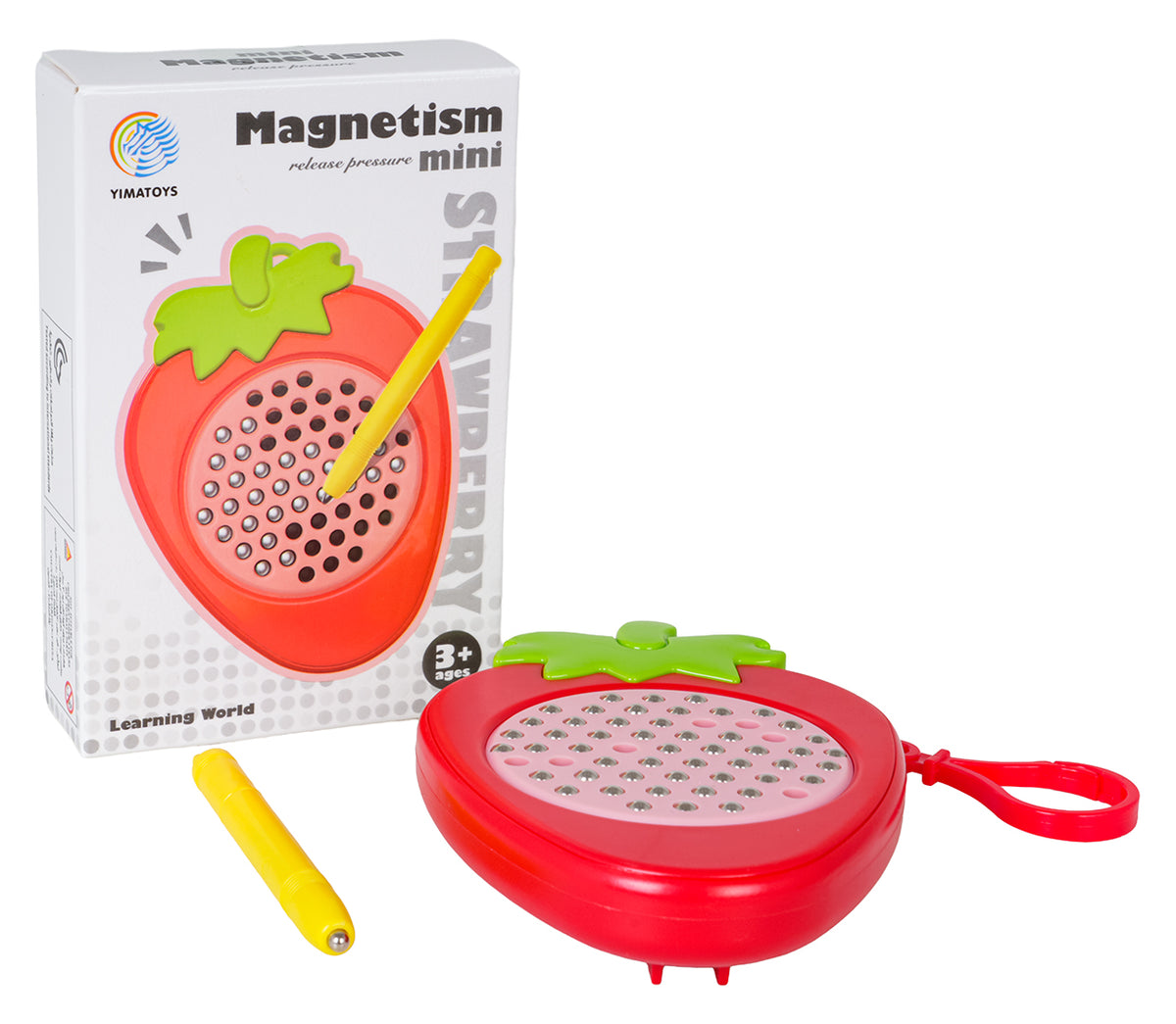 Magnētiskā zīmēšanas tāfele zemenes formā ar magnētisko pildspalvu un iepakojumu, 3+