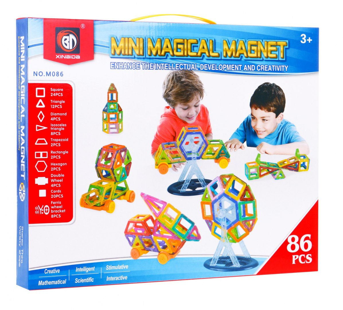 Magnētiskais konstruktors Mini Magical Magnet, 86 detaļas, iepakojums