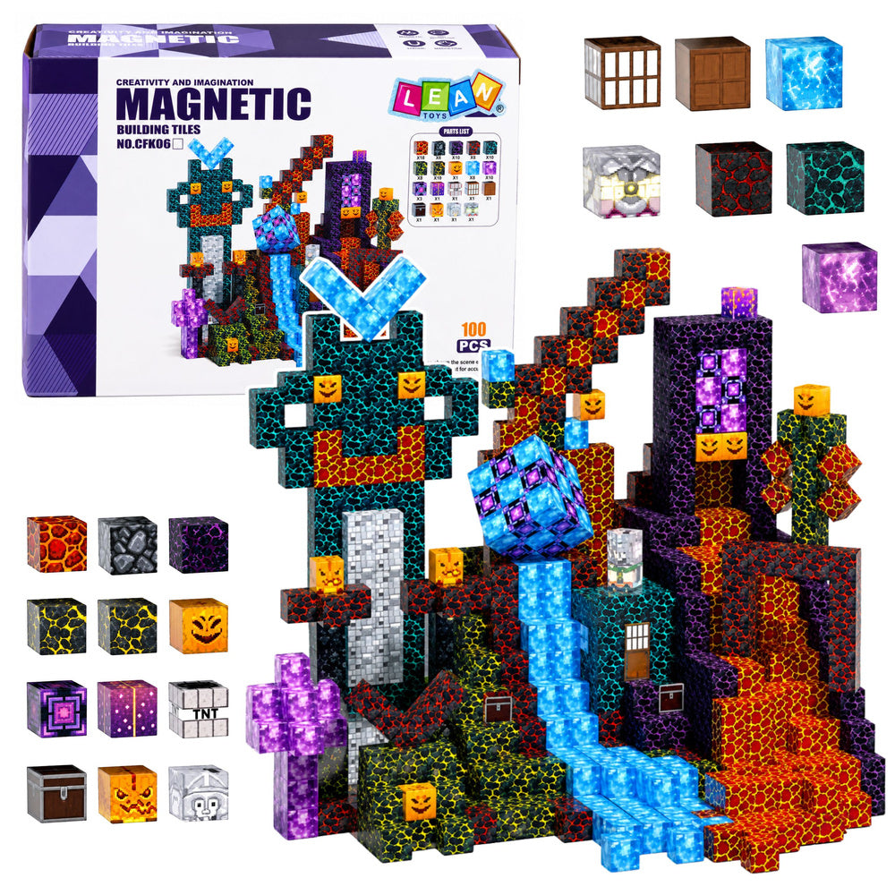 Magnētiskie pikseļu kubi Dark World bērniem 100 gabali 3D būvēšanai