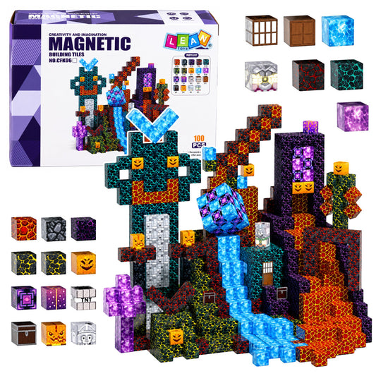 Magnētiskie pikseļu kubi Dark World bērniem 100 gabali 3D būvēšanai