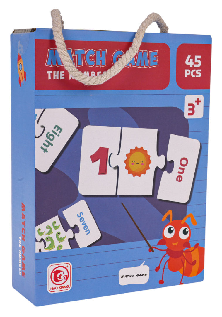 Match Game bērnu puzle ar cipariem un vārdiem 45 detaļas