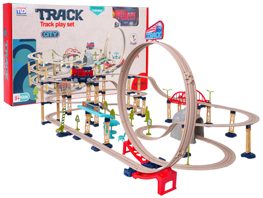 Mega vilciena trase ar cilpu, tiltiem un vilcienu — 146 gab. komplekts.