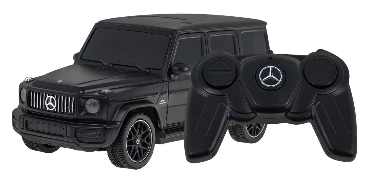 Melns tālvadības apvidus auto Mercedes-AMG G 63 ar pulti