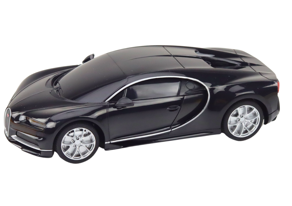 Melns tālvadības sporta auto Bugatti Chiron mērogā 1:24
