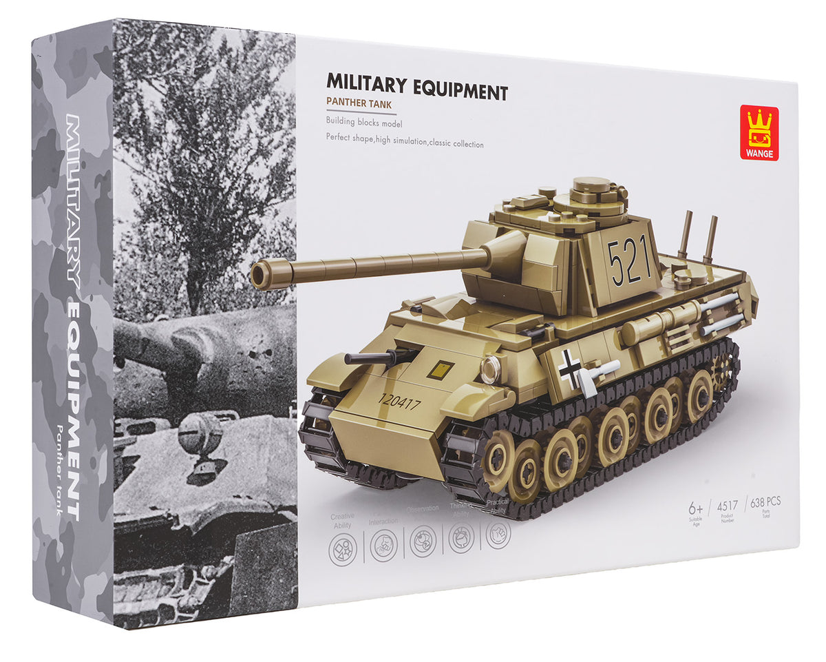 Militārā tanka Panther konstruktors Wange, 638 detaļas, 6+