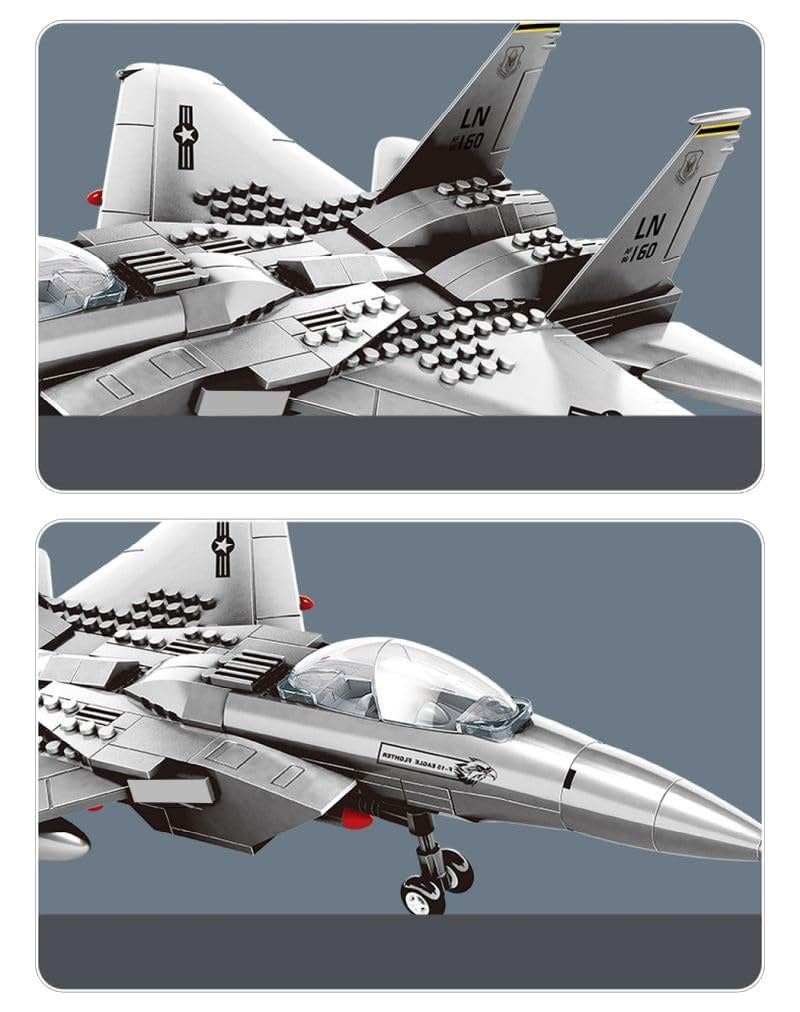 Militārās lidmašīnas F-15 Eagle konstruktors — detalizēts skats uz kabīni un spārniem