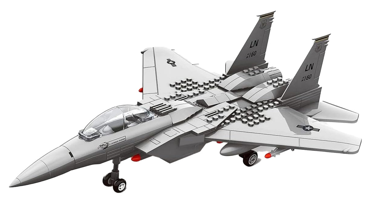 Militārās lidmašīnas F-15 Eagle konstruktors — salikts modelis ar šasiju