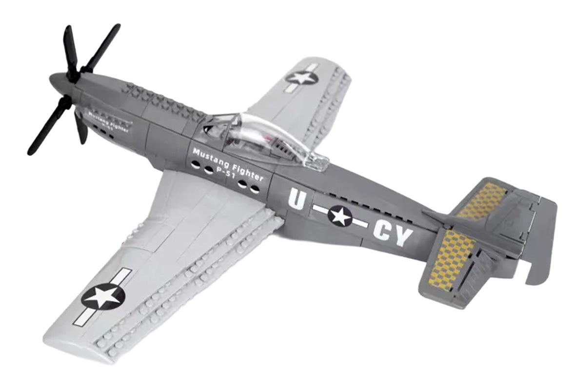 Militārās lidmašīnas P-51 Mustang konstruktors — salikts modelis, skats no augšas