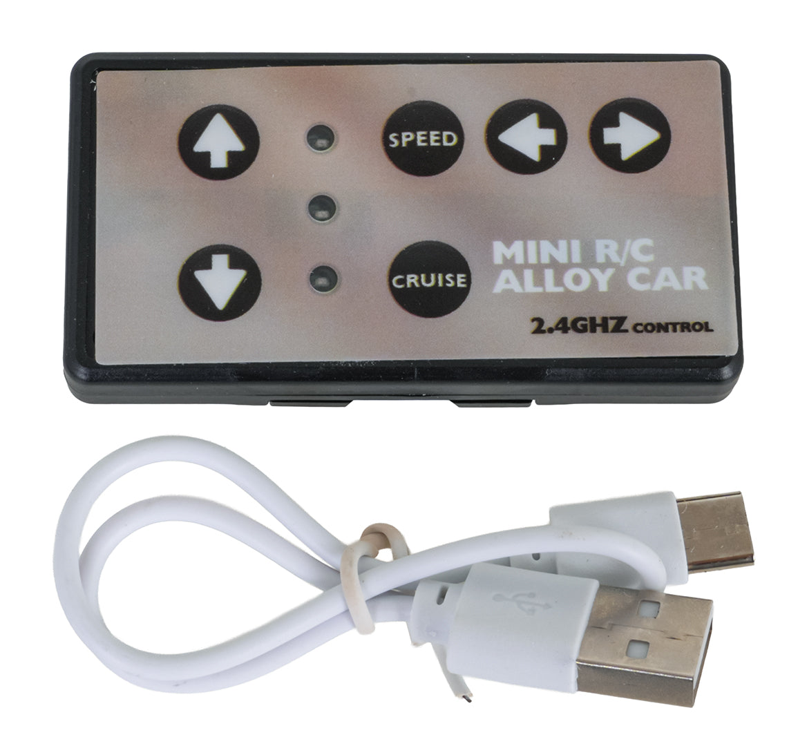 Mini RC auto pults 2.4 GHz ar ātruma un kruīza režīmu, USB uzlādes kabelis