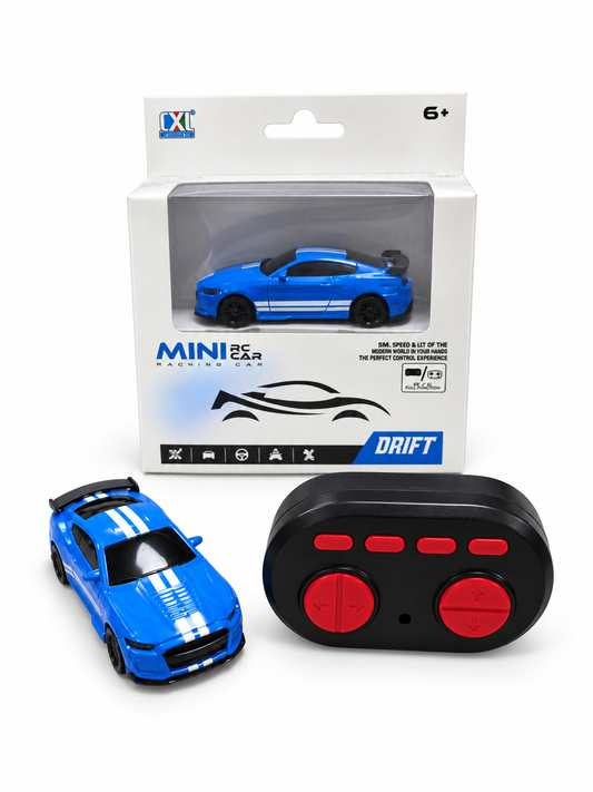 Mini RC drift auto ar pulti, zils, iepakojumā