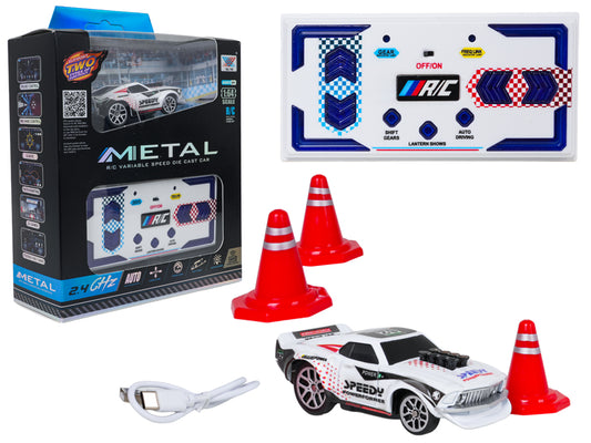 Mini RC Drift auto SPEEDY 1:64 ar metāla korpusu 2.4 GHz pulti APP vadību un konusiem