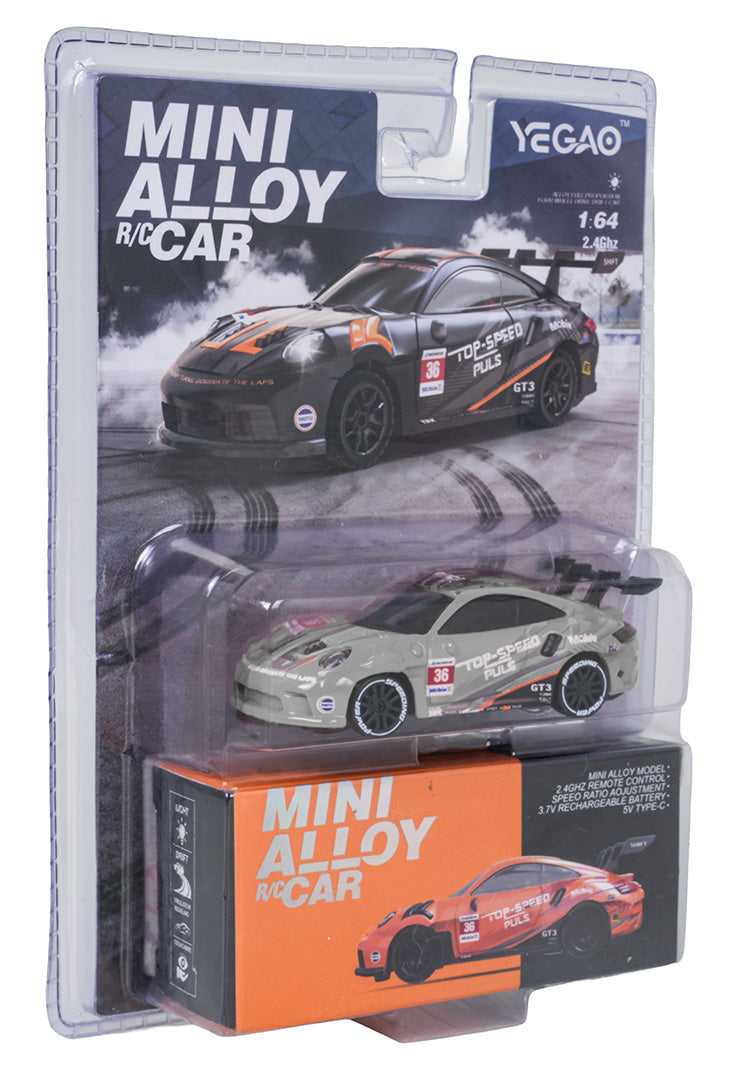 Mini RC metāla sporta auto 1:64 ar 2.4 GHz vadību iepakojumā