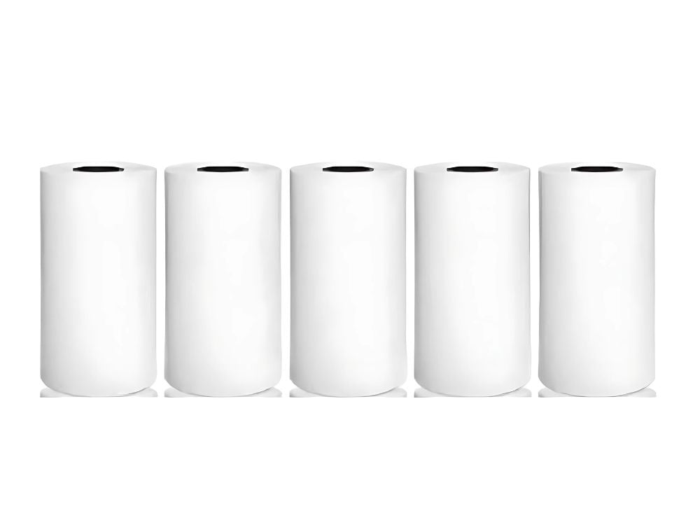 5 termopapīra ruļļu komplekts mini termoprinterim, balti papīra ruļļi 55 mm