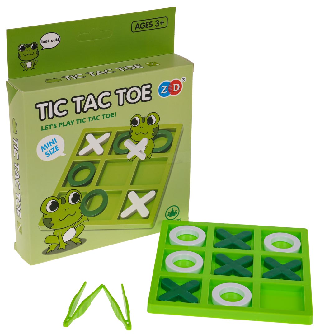Mini Tic-Tac-Toe loģikas spēle bērniem ar krustiņiem apļiem un pincetēm zaļā krāsā