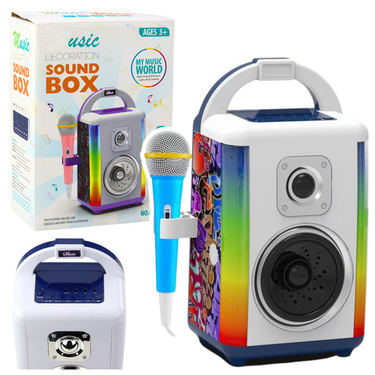 Mūzikas komplekts bērniem Bluetooth tumba "Sound Box" ar mikrofonu un LED gaismām