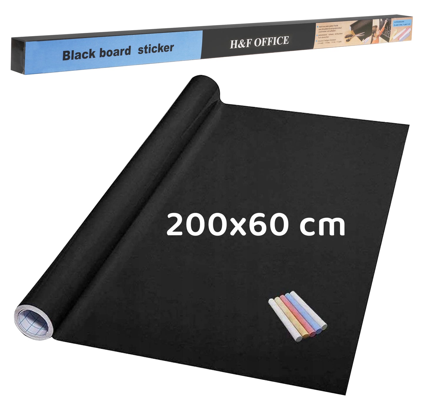 Pašlīmējošā tāfele 200×60 cm ar krītiņiem