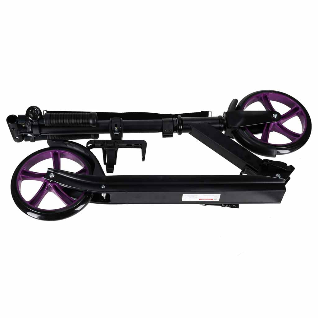 Pilnībā salocīts Trike Fix skrejritenis ar violetiem riteņiem