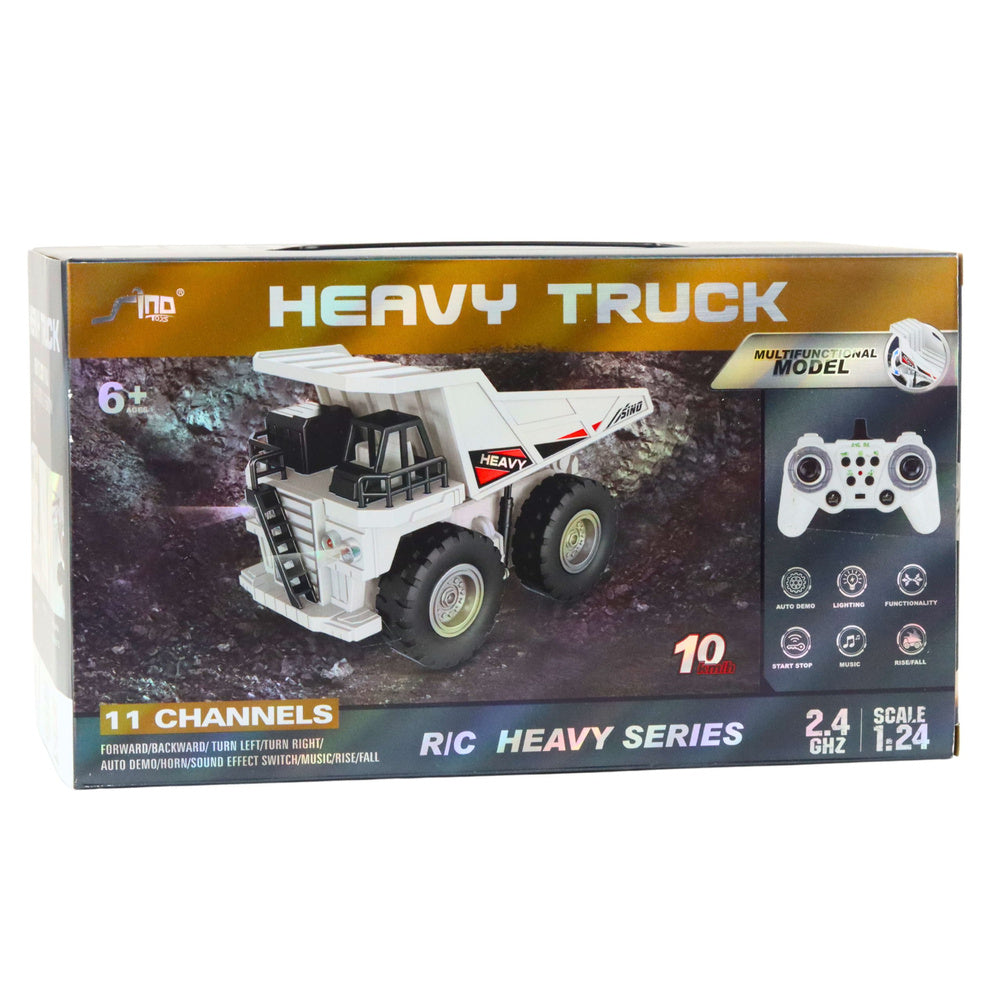 Tālvadības ekskavators “Heavy Truck” 1:24 ar gaismām, skaņām un demo režīmu (6+)