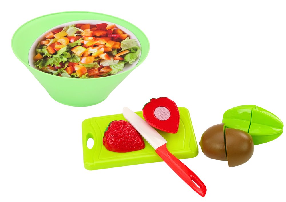 🥗 Augļu un salātu smalcināšanas rotaļu komplekts bērniem – 25 detaļas
