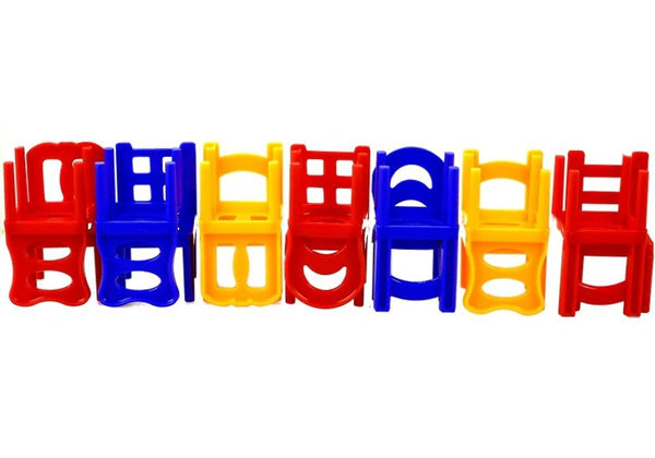 Krītošo krēslu spēle “Uzbūvē krāsainu torni” (24 gab.)