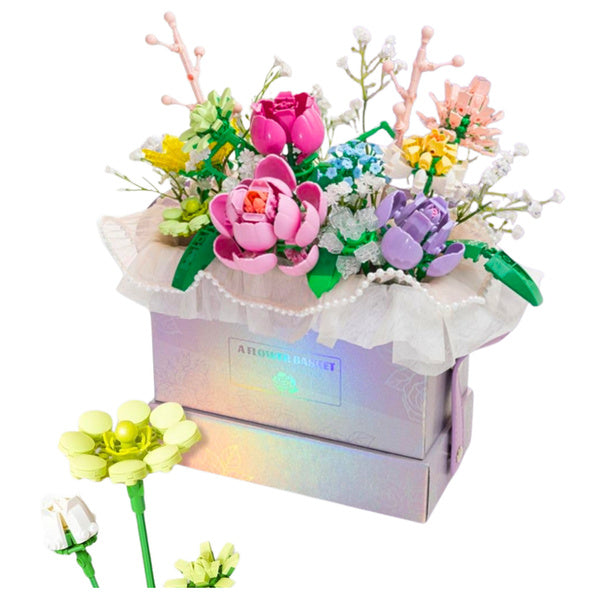 Rožu kompozīcija kastītē no klucīšiem ar LED apgaismojumu (706 gab.)