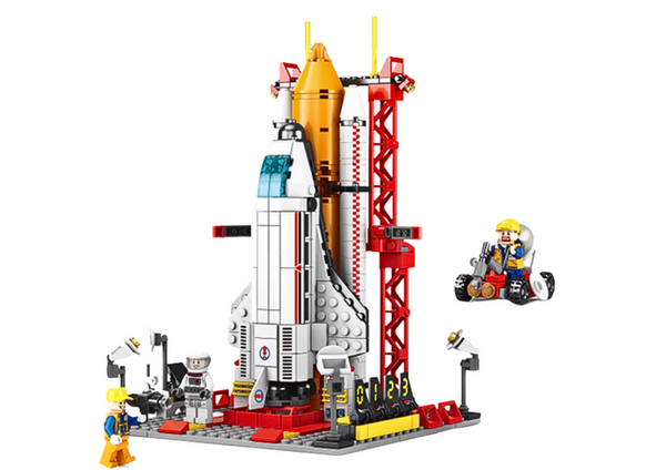 Kosmosa raķetes konstruktora klucīši ar palaišanas platformu (500 gab.)