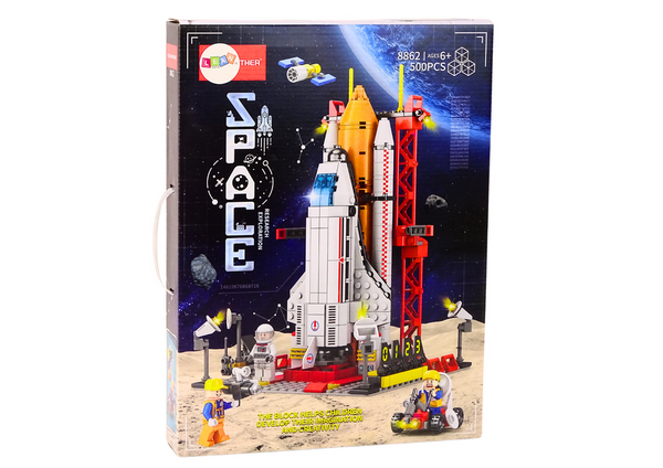 Kosmosa raķetes konstruktora klucīši ar palaišanas platformu (500 gab.)