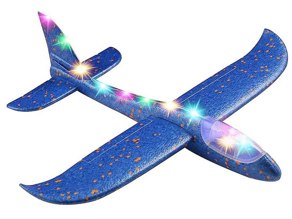 Putu planieris bērniem ar LED gaismām, zila lidmašīna 47 cm