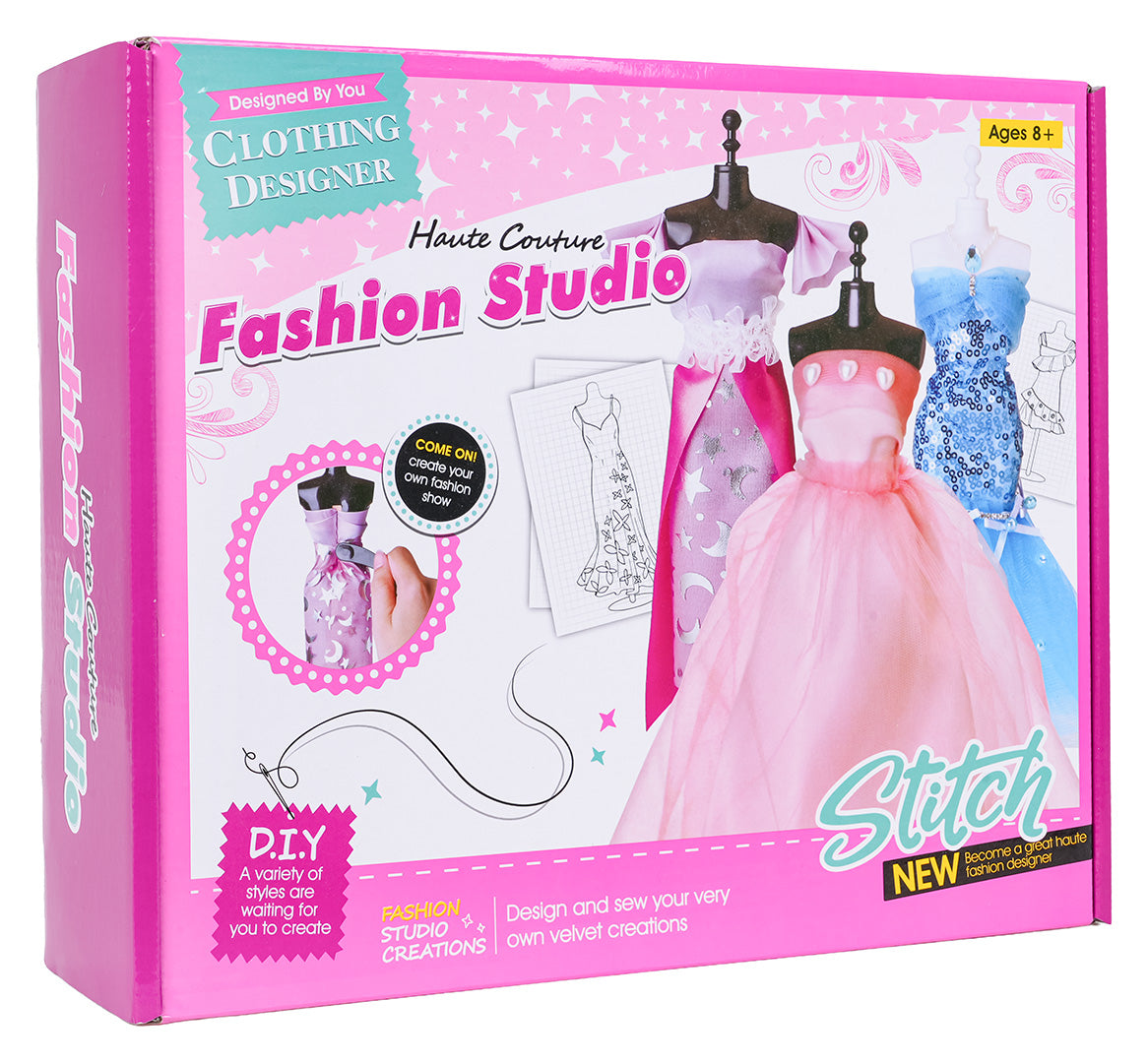 Radošais modes dizaina komplekts Fashion Studio apģērbu veidošanai un šūšanai, 8+