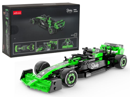 RASTAR F1 klucīšu konstruktors Stake Sauber C44 1:24, zaļi melns bolīda modelis ar 319 detaļām