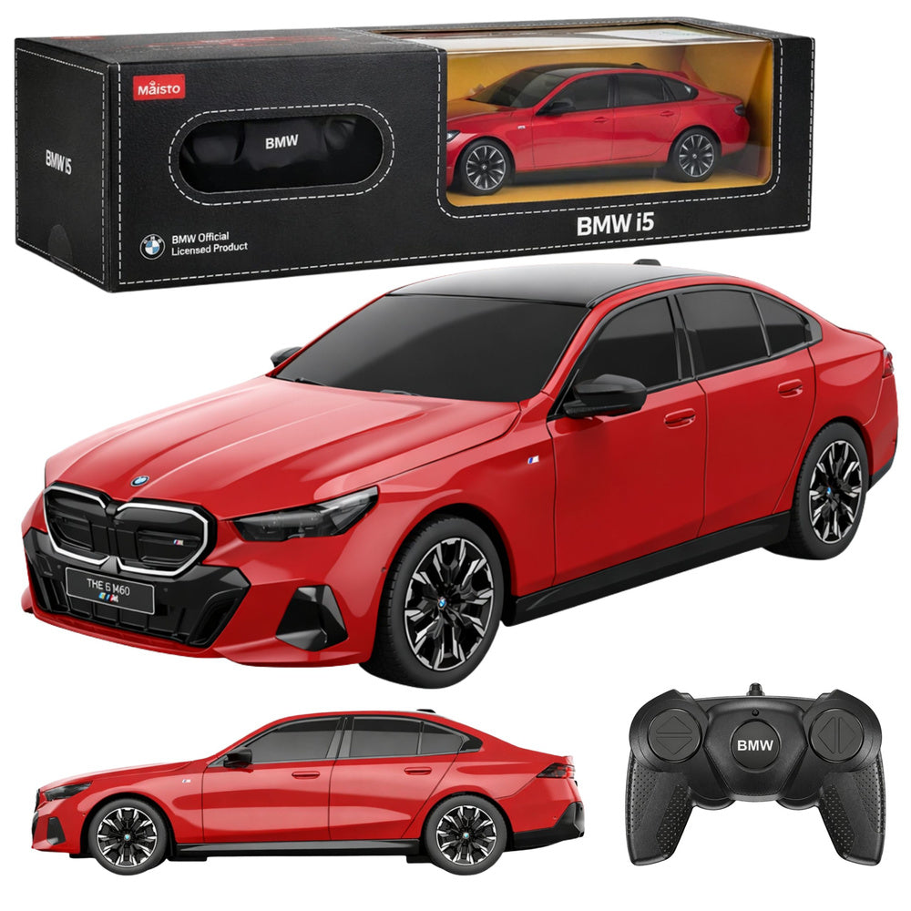 RC BMW i5 Rastar tālvadības auto 1:24 sarkanā krāsā ar pulti