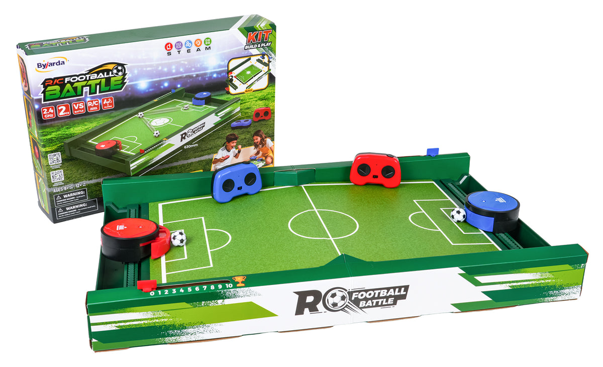 RC futbola spēle ar 2 pults vadāmiem spēlētājiem, futbola laukumu, 2 pultīm un iepakojumu