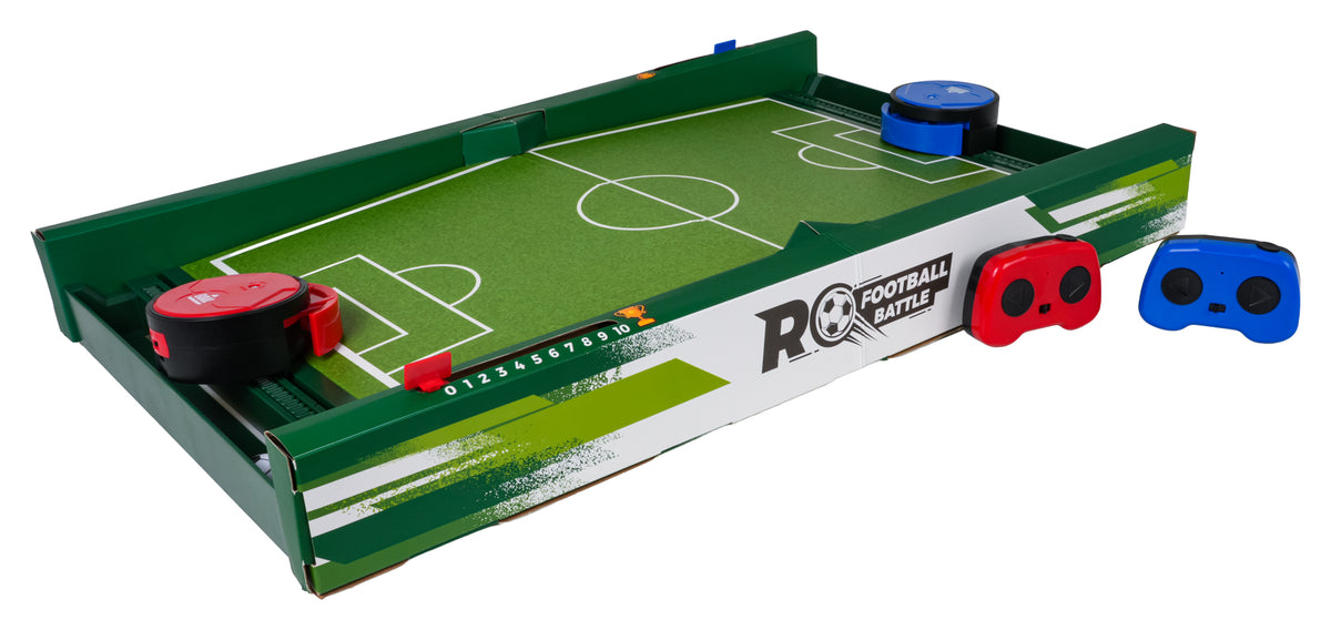 RC futbola spēle ar 2 pults vadāmiem spēlētājiem, laukumu un 2 pultīm