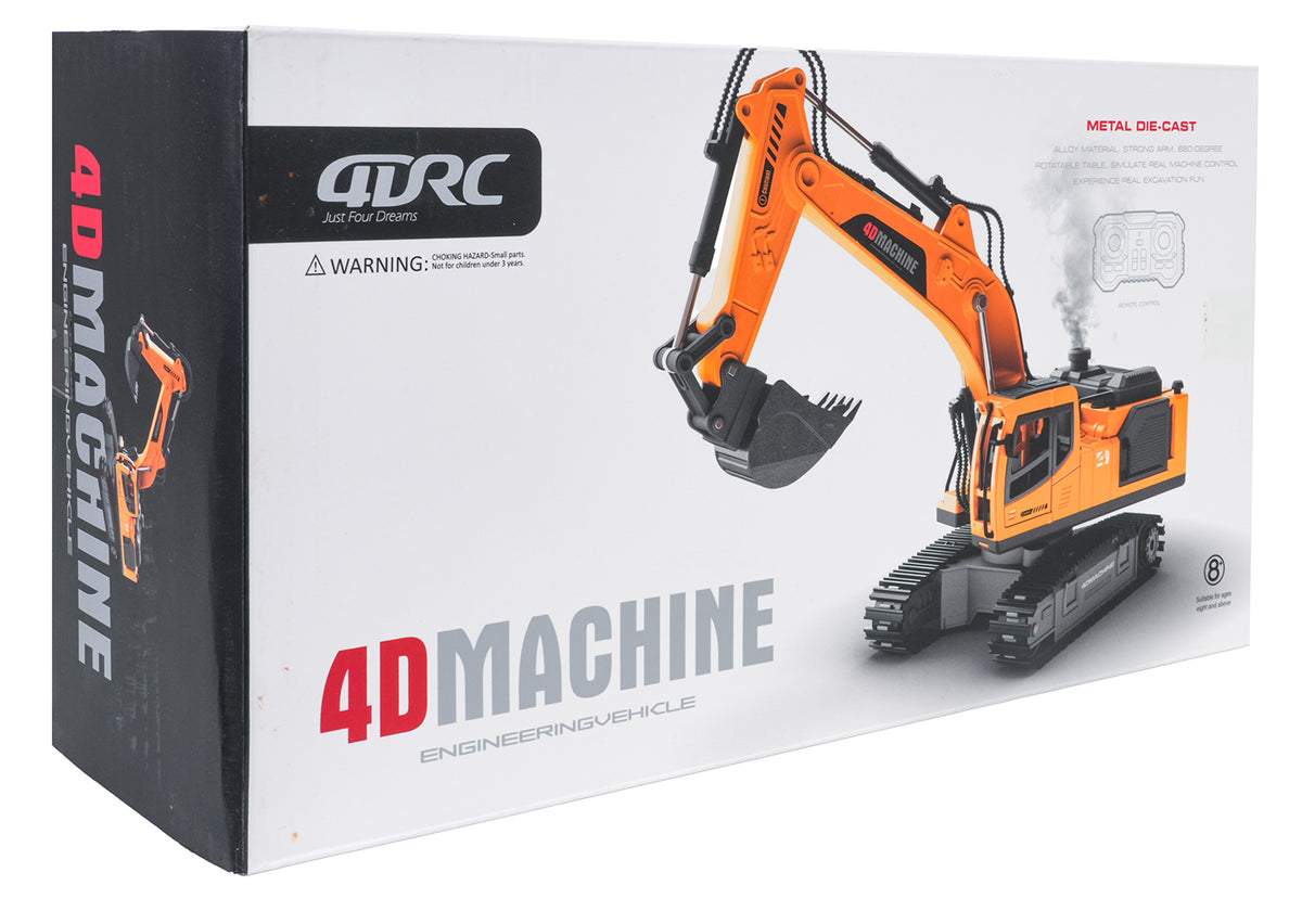 RC kāpurķēžu ekskavators 4D Machine ar metāla detaļām, 8+, iepakojumā
