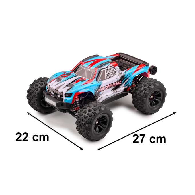 Bezceļa RC mašīna ar bezsuku motoru, 4x4 piedziņu un lielām riepām, izmērs 27 x 22 cm, modelis 161997