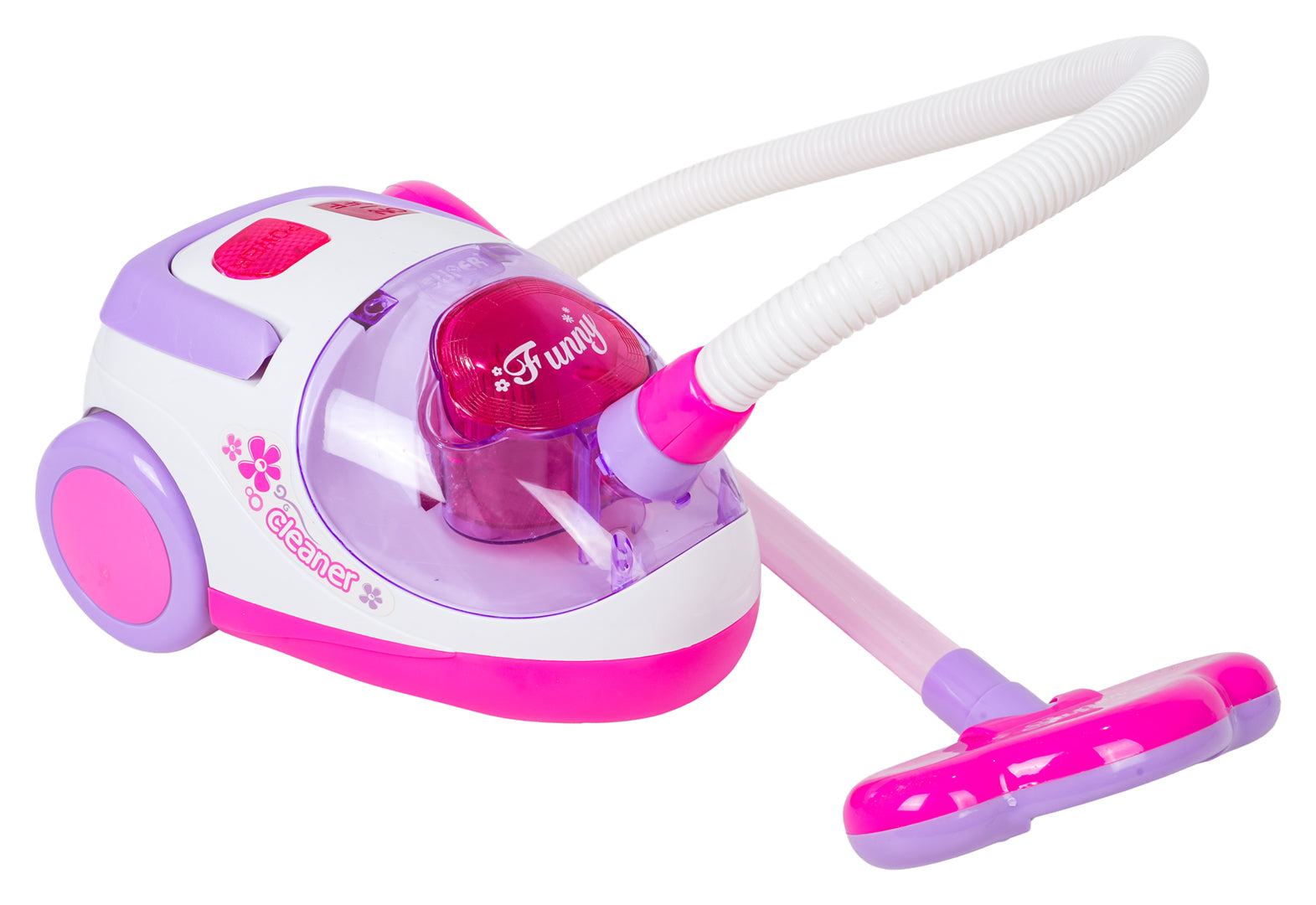 Rozā un violetas krāsas rotaļlietu putekļsūcējs bērniem ar šļūteni, 3+