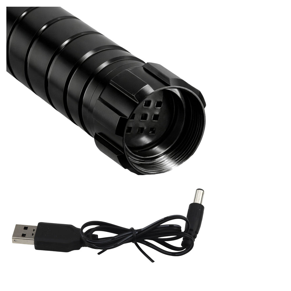 Rotaļu gaismas zobena metāla rokturis un USB uzlādes kabelis