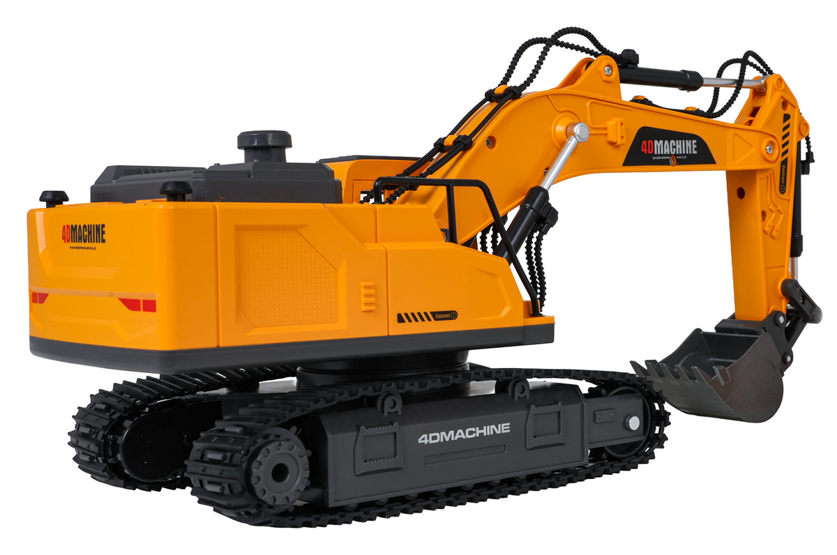 Rotaļu kāpurķēžu ekskavators 4D Machine oranžā krāsā
