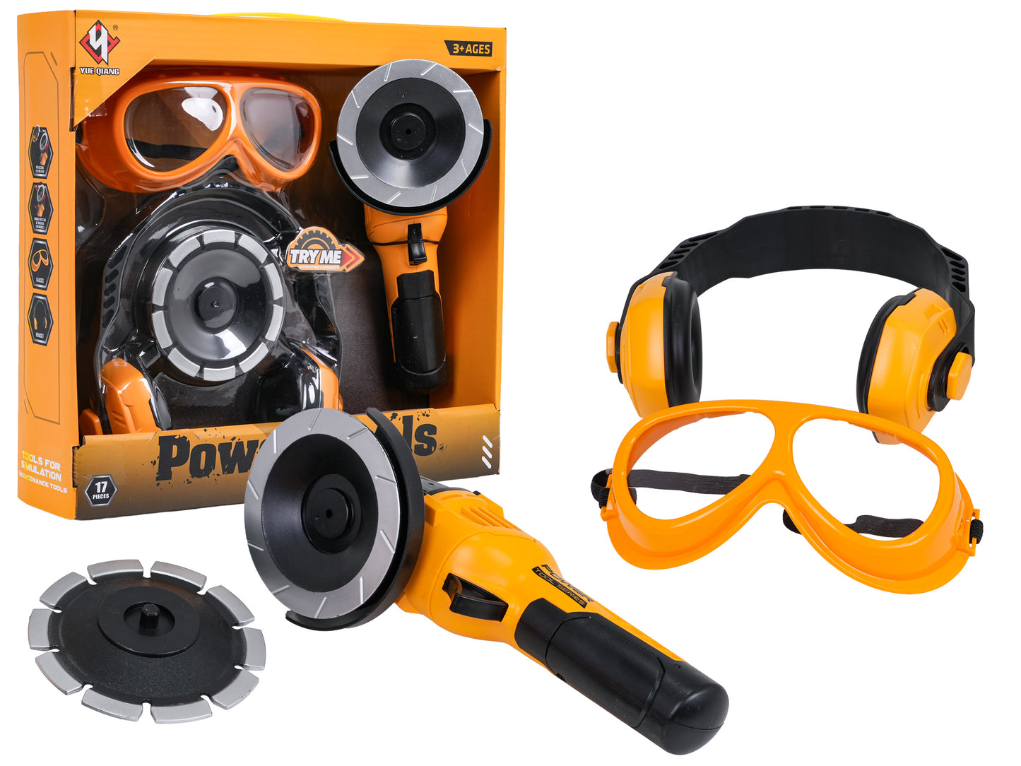 rotaļu slīpmašīna DIY komplekts ar aizsargbrillēm un austiņām 3+