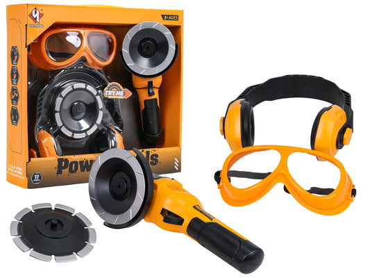 rotaļu slīpmašīna DIY komplekts ar aizsargbrillēm un austiņām 3+