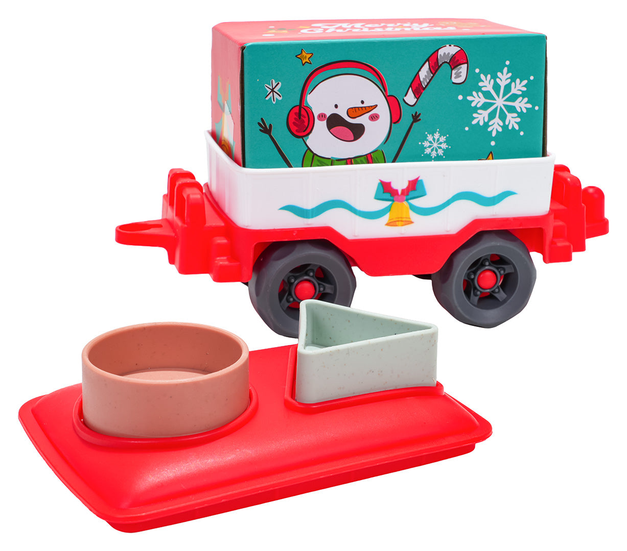 Rotaļu vilciena vagons ar noņemamu jumtu un formu šķirošanas ieliktņiem